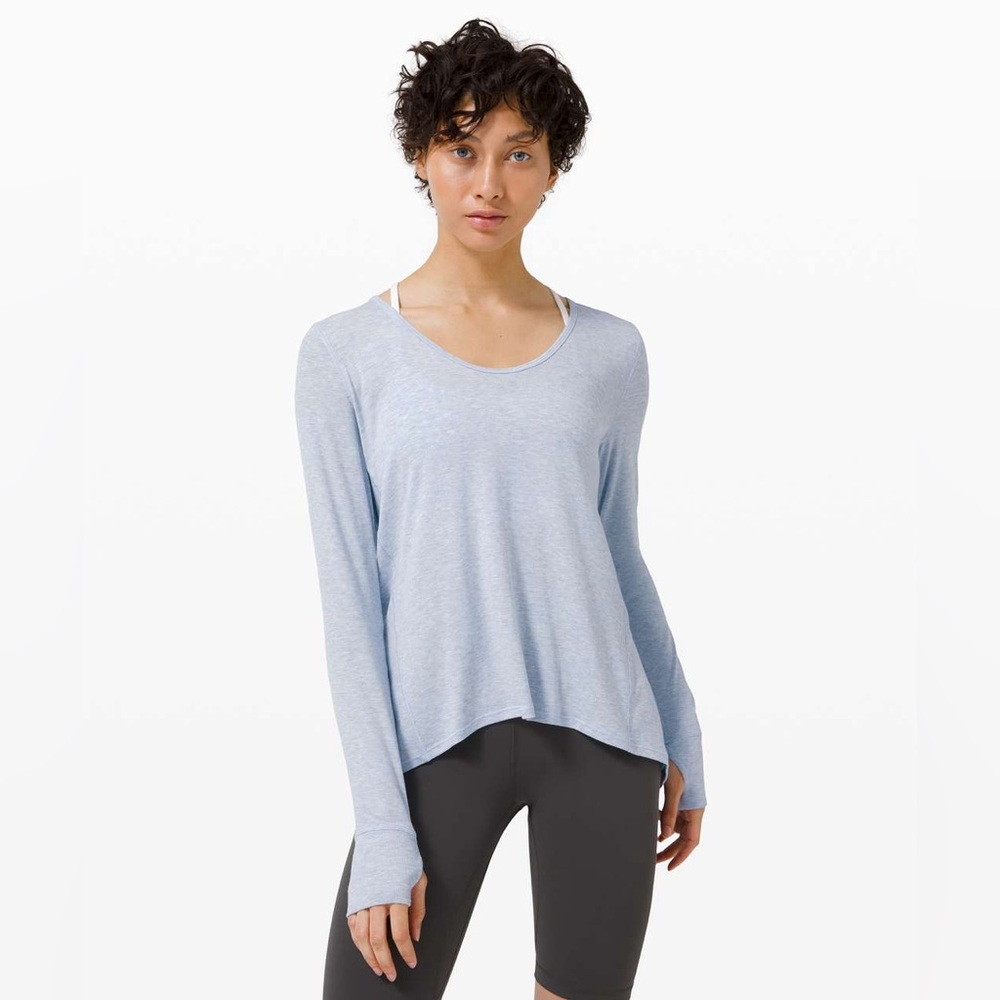 Lululemon Loved and Lifted Long Sleeve•Open Back-Heather Daydream•LIKE NEW•6 - Picture 3 of 15